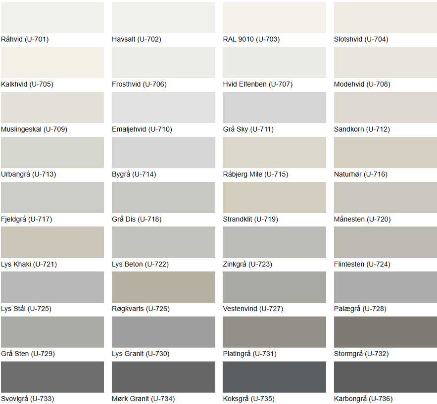 U-700 Farbkarte Außen