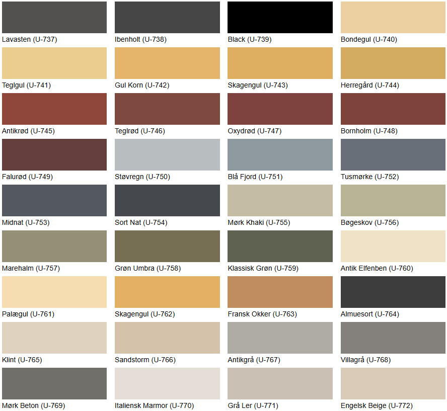 U-700 Farbkarte Außen